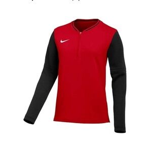 NIKE DRI-FIT HALF ZIP TOP LS Men's Football University Red/Black/White NWT